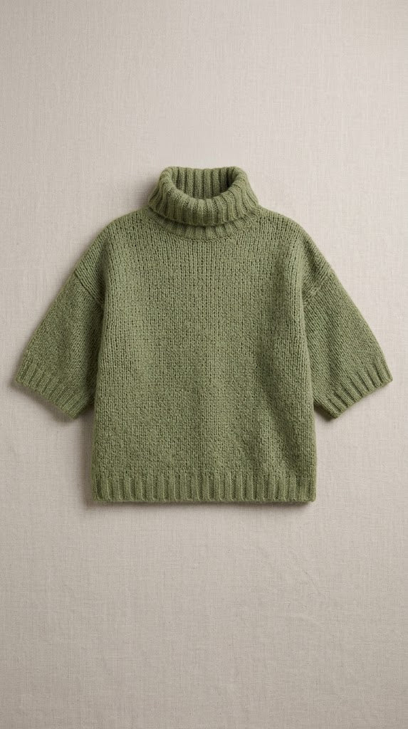 Olive Short-Sleeve Turtleneck