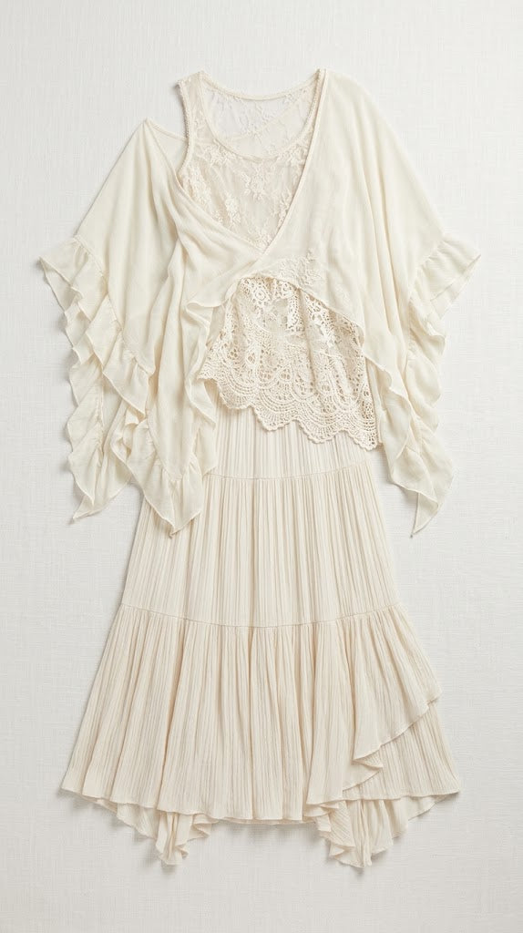 Ivory Layered Bohemian Dress