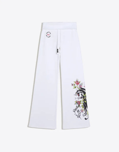 Ed Hardy Panther & Roses Fold-Over Sweatpants