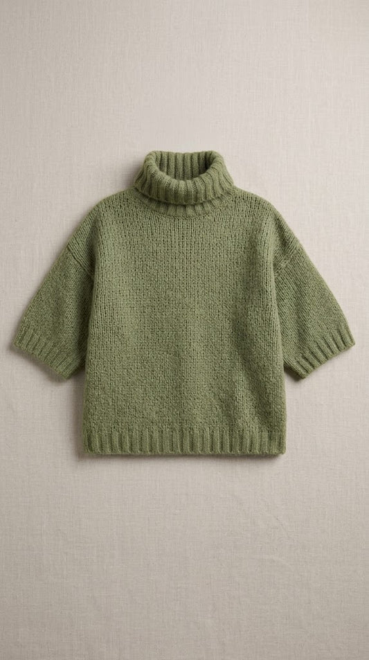Olive Short-Sleeve Turtleneck