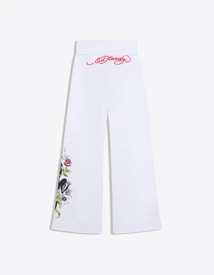 Ed Hardy Panther & Roses Fold-Over Sweatpants