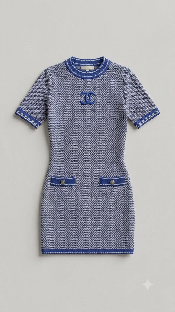 The Coastal Blue Zigzag Knit Shift