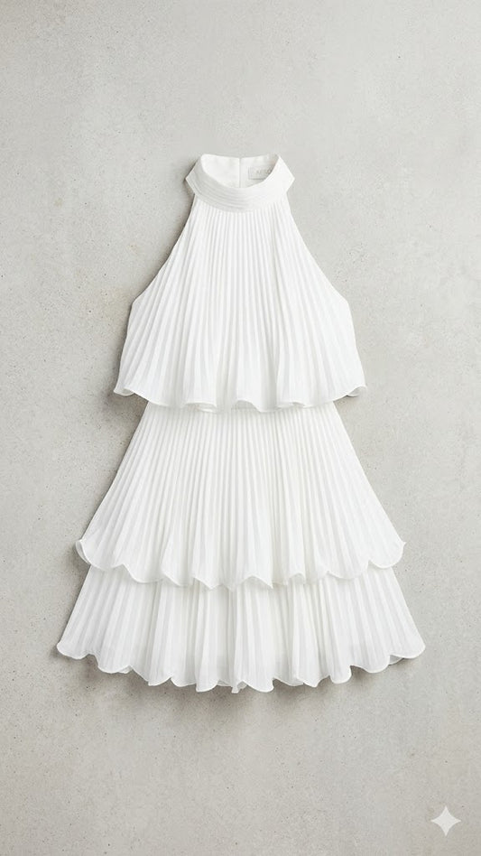 Pleated Halter Dress