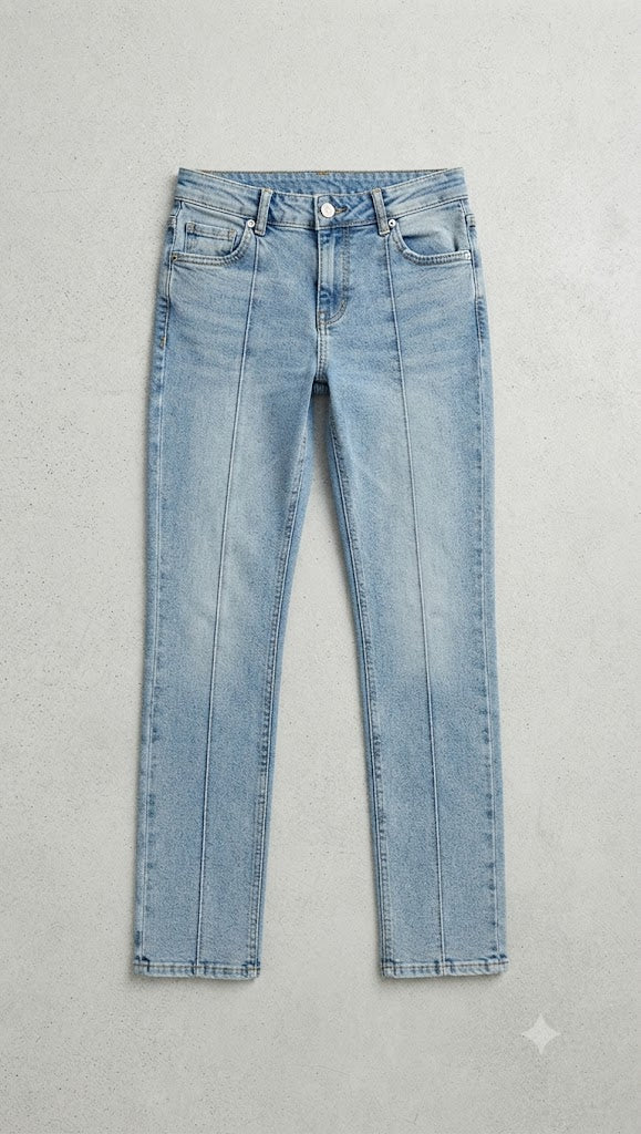 Cascade Light-Wash Pintuck Jean