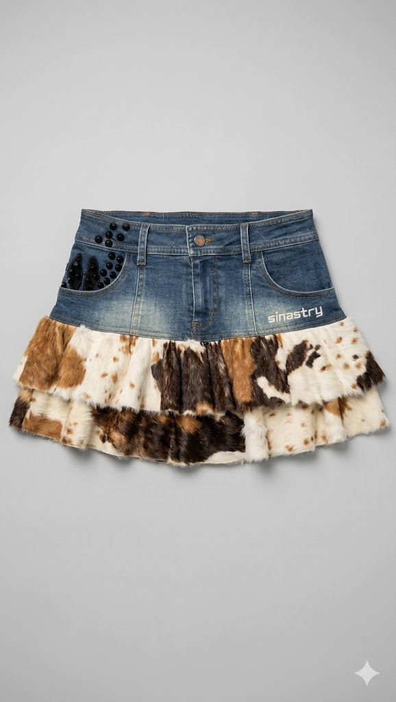 Sinastry Renegade Faux-Fur Tiered Skirt
