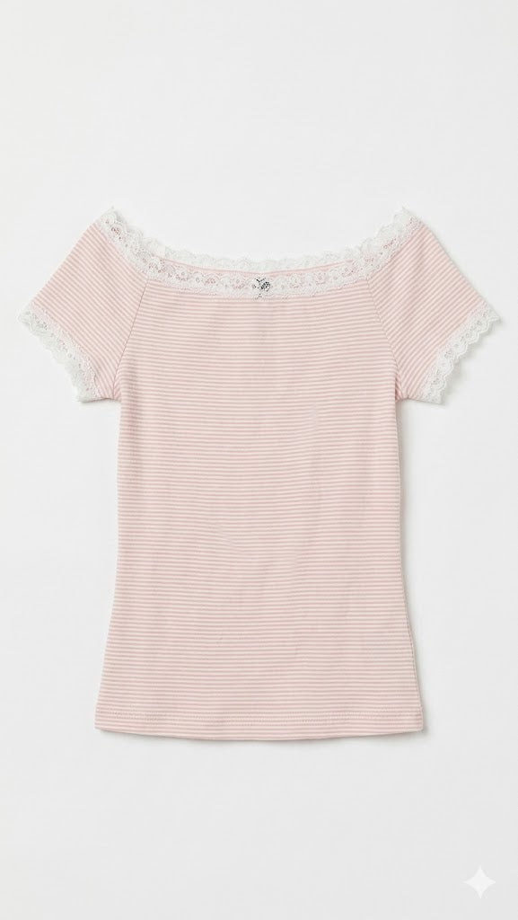 Pink Pinstripe Ballet Top