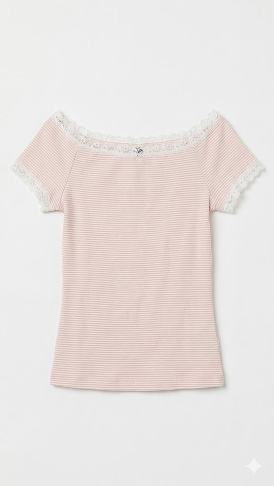 Pink Pinstripe Ballet Top