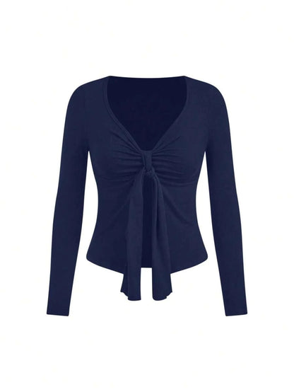 Midnight Horizon Cinch-Front Blouse