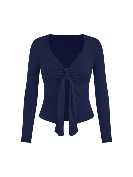 Midnight Horizon Cinch-Front Blouse