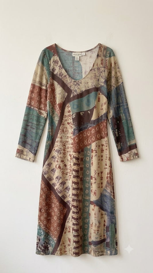 Sahara Patchwork Mesh Midi Dress