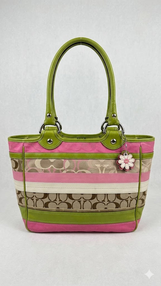 Women's Signature Jacquard Shoulder Bag with Leather Trim