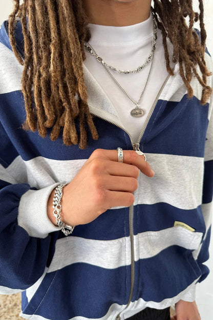 Striped Zip Hoodie