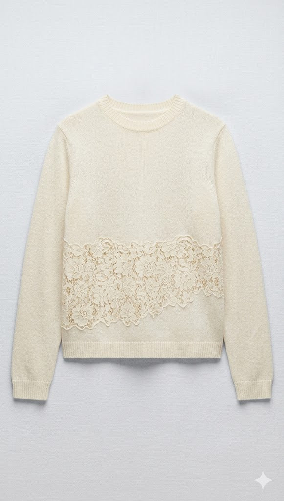 Scalloped Lace Overlay Jumper