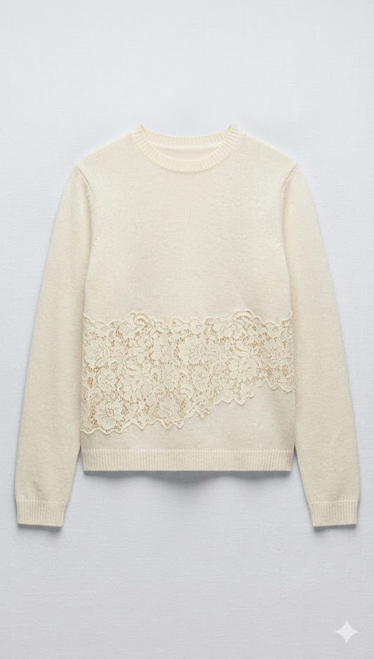 Scalloped Lace Overlay Jumper