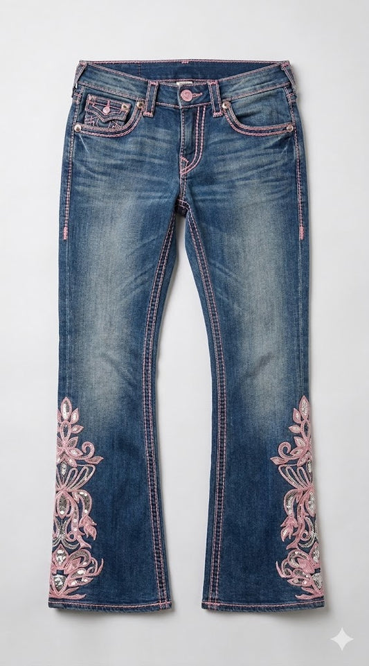Retro Bliss Embroidered Flare Jeans