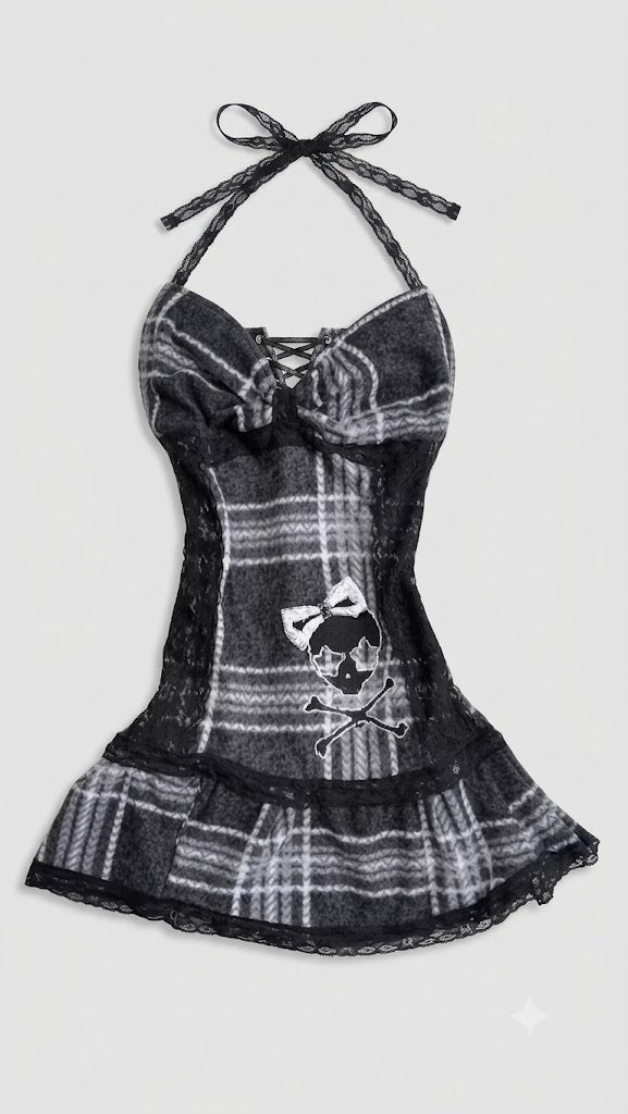 The Rebel Grunge Lace-Up Halter Cami
