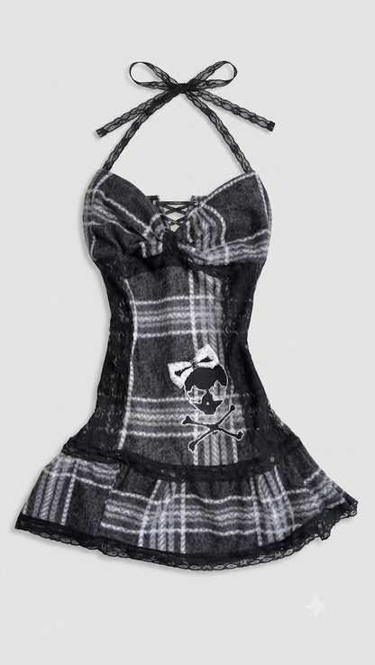 The Rebel Grunge Lace-Up Halter Cami