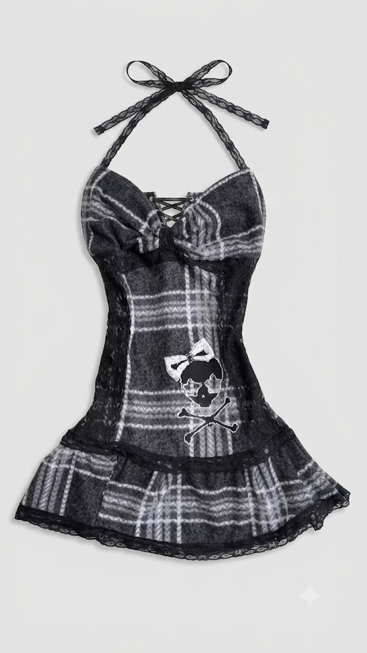 The Rebel Grunge Lace-Up Halter Cami