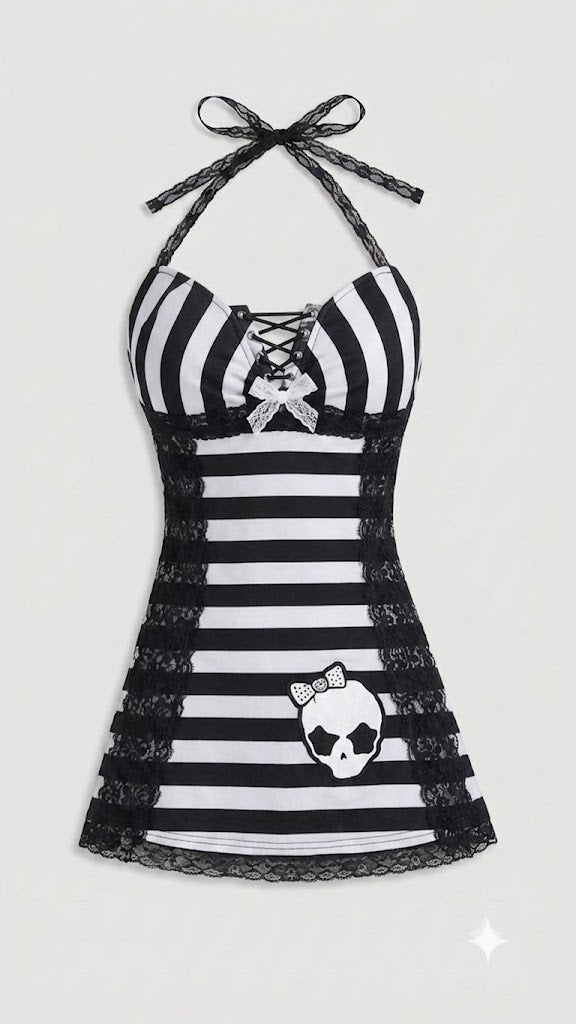 The Rebel Grunge Lace-Up Halter Cami