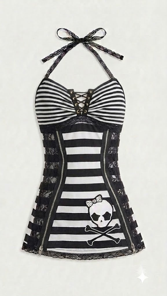 The Rebel Grunge Lace-Up Halter Cami