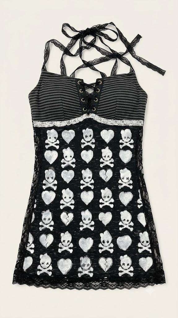 The Rebel Grunge Lace-Up Halter Cami