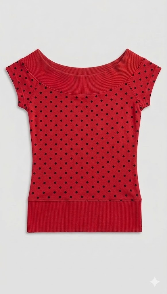 Clara Polka-Dot Off-the-Shoulder Knit Top
