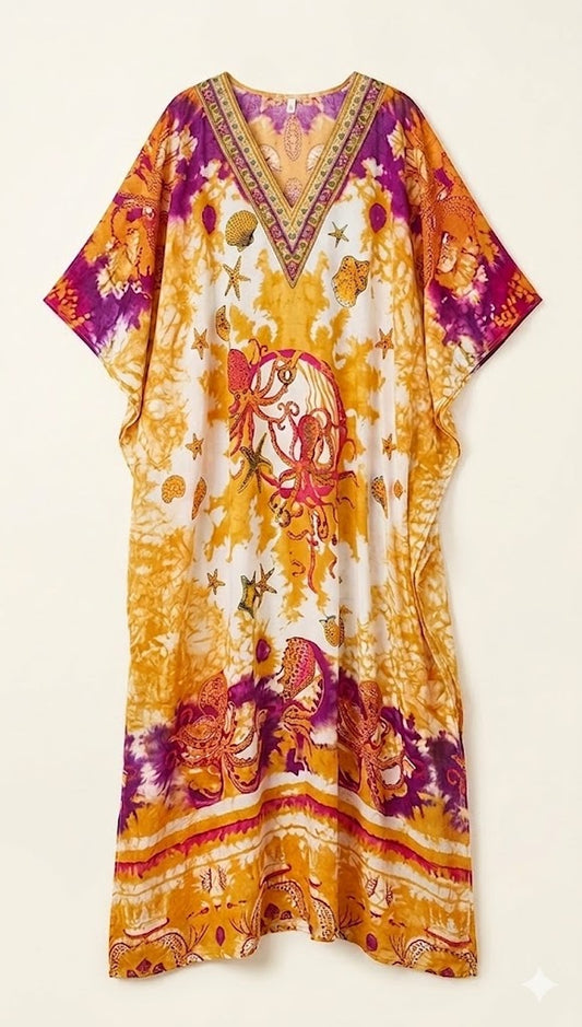 Odyssey Tie-Dye Border Print Maxi