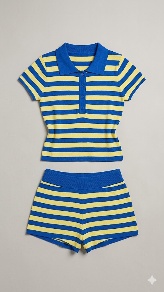 Chloe Striped Polo & Shorts Set